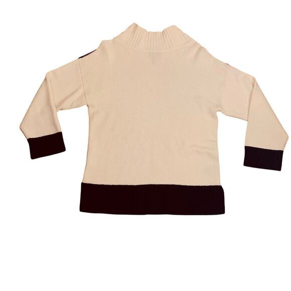 rag & bone Aubree Ivory & Navy Cashmere Funnel Neck Sweater -Size M - Picture 3 of 10